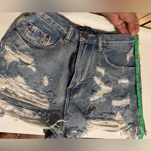 Naked Wardrobe High Waisted Distressed Jean Shorts M